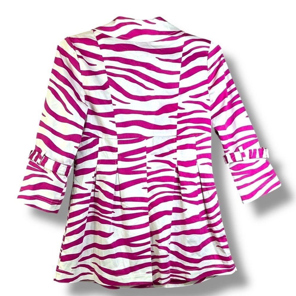 Soulmates Jacket Zebra Animal Print Coat Lined Button Up Barbie Pink White M JR - Picture 4 of 16